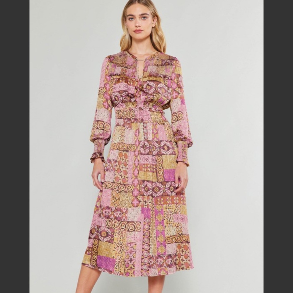 Anthropology Current Air Patchwork Long Sleeve Dr… - image 2